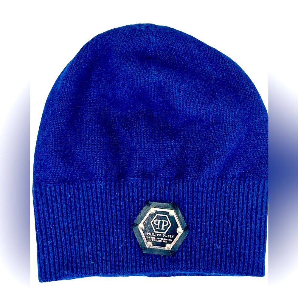 PHILIPP PLEIN BEANIE HAT IN NAVY BLUE